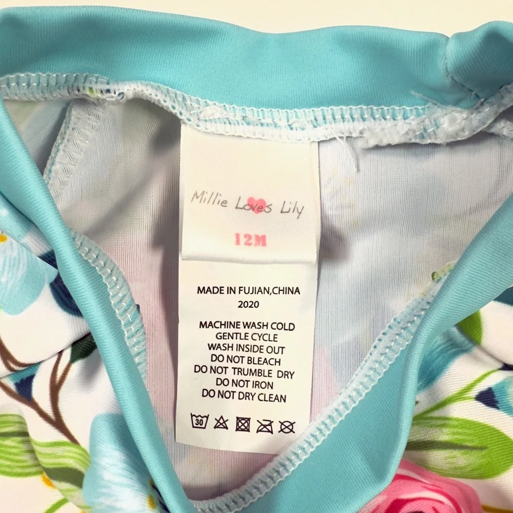 MILLIE LOVES LILY Girls‎ Floral Long Sleeve Rashguard 12M Swim Beach Summer